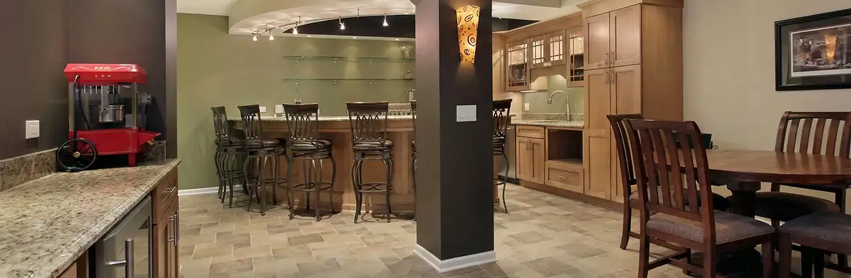 modern basement remodeling with custom finishes and open layout in a home in Boise, ID