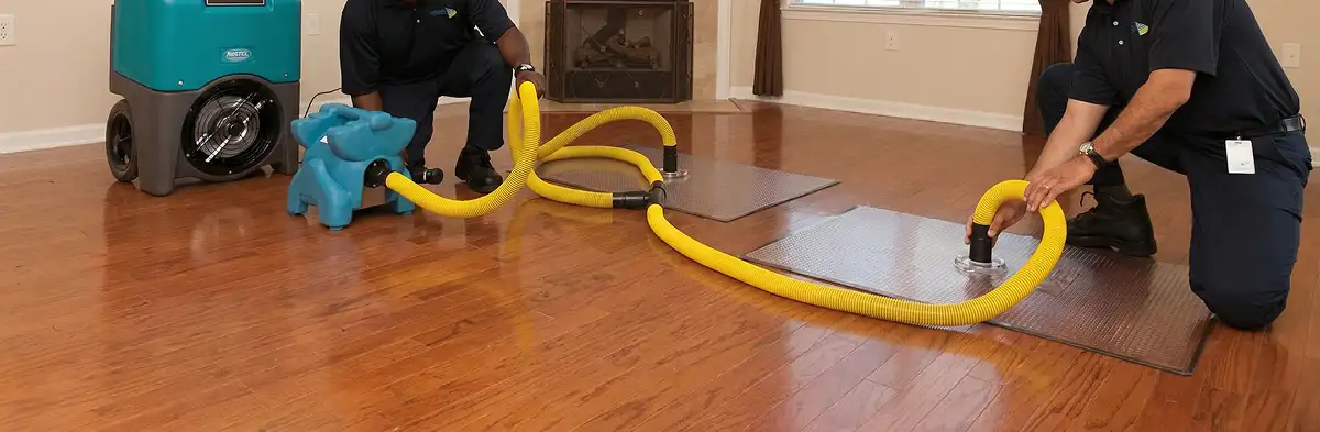 emergency water removal technicians extracting standing water from a home using professional equipment in Boise, ID